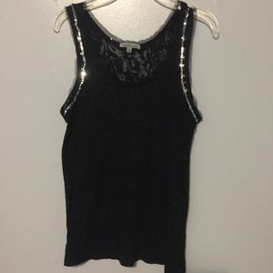 Sequined lace tank